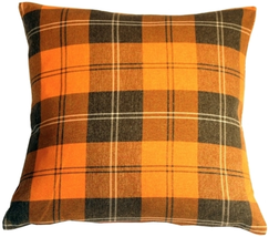 Contemporary Plaid Orange 20x20 Throw Pillow, Complete with Pillow Insert - £41.91 GBP
