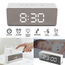 Alarm Clock Digital Led Display Portable Modern Battery Large Mirror Usb... - $22.79