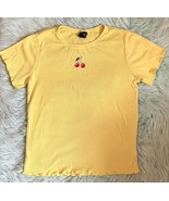 Art Class Girls Top Size L (10/12) Yellow Ribbed Embroidered Cherry Fitt... - $188.16 MXN