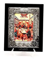 Large Silver Plated 925 Icon in Wood Frame From The Holyland Jerusalem - £22.92 GBP