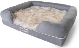 Paw Puplounge Memory Foam Bolster Bed Topper: Interchangeable Faux Fur Topper wi - £85.01 GBP+