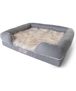 Paw Puplounge Memory Foam Bolster Bed Topper: Interchangeable Faux Fur T... - £86.26 GBP+