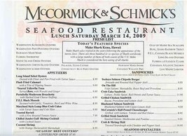 McCormick &amp; Schmick&#39;s Seafood Restaurant Lunch Dinner &amp; Happy Hour Menus  - £35.44 GBP