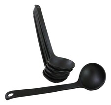Pack Of 6 Ridged Matte Black Melamine Stirring Mixing Serving Ladle Spoons - $20.99