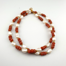 Collana 18&quot; di perle d&#39;acqua dolce e perle di vetro africano rosse - $23.56