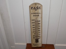 Vintage Page Funeral Home Wellsburg and Elmira, NY Wooden Thermometer. - $4,705.65 MXN