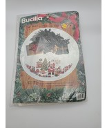 Vtg Bucilla SANTA CLASSIC 42&quot; Christmas Tree Skirt Counted Cross Stitch ... - $38.12 CAD