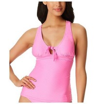 Jessica Simpson Pretty in Pique Cross Back Tankini Top Pink Size L New  - $29.65