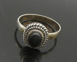 925 Silver - Vintage Cabochon Cut Black Onyx Large Band Ring Sz 11 - RG1... - $32.75