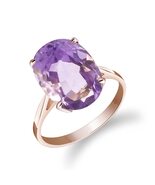 Galaxy Gold GG 14K Solid Rose Gold Natural Amethyst Oval Ring for Women,... - $1,367.48