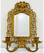 Bradley and Hubbard Victorian Brass Bacchus Mirror Double Candle Wall Sc... - $310.71 CAD