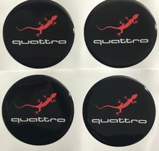 4 x 50 mm  Silikone Stickers Audi Quatro Logo Domed wheel center caps - £10.22 GBP