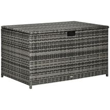 Outsunny 113 Gallon Rattan Waterproof Outdoor Deck Storage Box - Dark Gray - $244.99