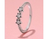 2019 Winter Release 925 Sterling Silver Celestial Stars Ring With Clear ... - £13.15 GBP