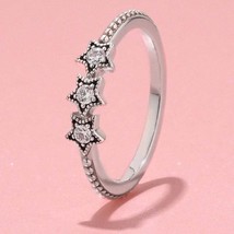 2019 Winter Release 925 Sterling Silver Celestial Stars Ring With Clear CZ Ring - £13.26 GBP