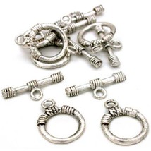 Bali Toggle Clasps Antique Silver Plated 19mm 6Pcs Approx. - $6.51