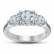 Beautiful Engagement Ring 2.60Ct Round Cut Three Diamond 14k White Gold Size 7 - £211.14 GBP