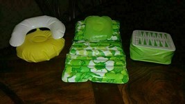 Lot VTG Barbie Puff N’ Play Inflatable Blow Up Pool Furniture 4pc Green ... - $18.76
