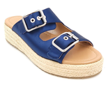 Asos Women Espadrille Slide Sandals Jacques Size US 9 Navy Blue Satin - £15.82 GBP
