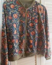 Womens Multi-color Floral  Zip-up Jacket Size XL- Long Sleeve - $44.55