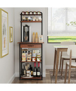 Coffee Bar Station - Bakers Rack with Fabric Drawer, Microwave Oven Stor... - $218.69