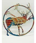 Laser Cut Art Metal Elk Deer Wall Sculpture Home Decor 8.5&quot; Hand Painted - £25.69 GBP