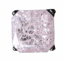 Fabulous Art Moderne Pink Crackle &amp; Dark Silver-tone Ring 1990s vintage ... - $12.95