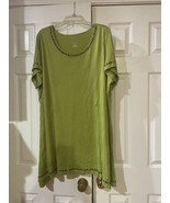 Only Necessities Top/ Short Dress  Studs Green Short Sleeve  Women 2X - £12.63 GBP