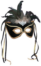 Forum Deluxe Half Mask With Feathers Black One Size - £40.03 GBP