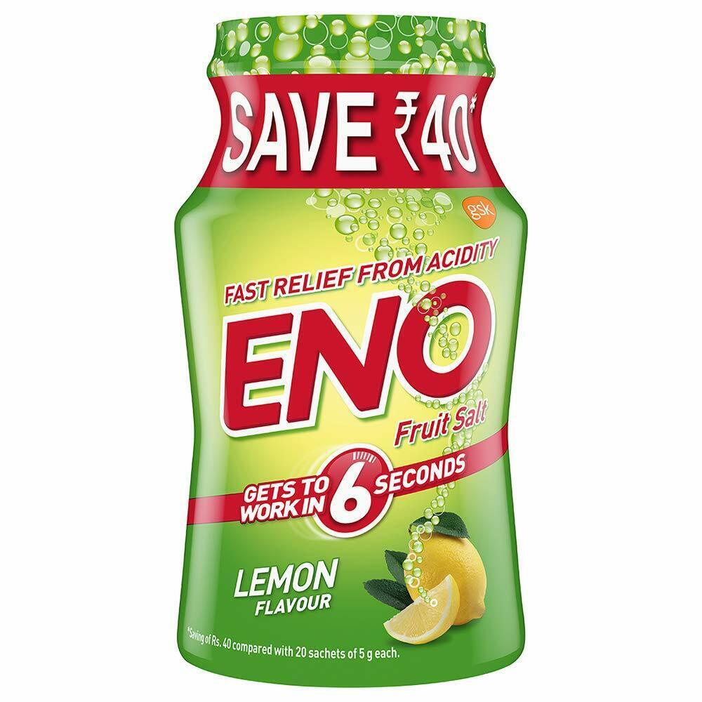 Eno Fruit Salt Lemon 100 gm Jar Pack antacid fast relief from acidity an... - $12.99