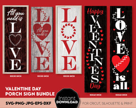 Valentine Day Front Porch SVG PNG Bundle, Valentines Day SVG Signs Design - £4.70 GBP
