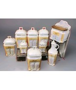 Vintage White Block Germany Iridescent Lusterware Opalesce Czech Caniste... - $5,292.46 MXN