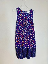 Moulinette Soeurs Womens Sz 4 Dress Silk Blue Polka Dot Sleeveless Tank Lace Hem - £22.48 GBP
