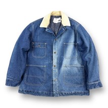 Vintage Sears Roebucks Nicely Faded Denim Blanket Lined Chore Coat USA Union - £83.08 GBP