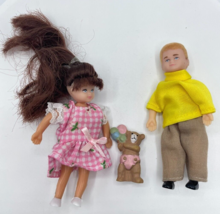 Dollhouse Miniature Boy &amp; Girl Doll Town Square Vintage 1990&#39;s 1:12 Scal... - £11.20 GBP
