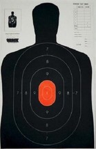 B27E Shooting Silhouette Targets - Black w/red ctr. - Qty: 10 - £16.99 GBP