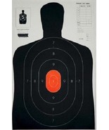 B27E Shooting Silhouette Targets - Black w/red ctr. - Qty: 10 - £17.11 GBP