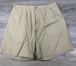 Peter Millar Shorts Mens 38 Beige Pleated Chino 8&quot; Inseam Casual Golf - $17.42