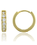 ADIRFINE 14K Solid Gold Cubic Zirconia 13MM Huggie Hoop Earrings - £122.67 GBP