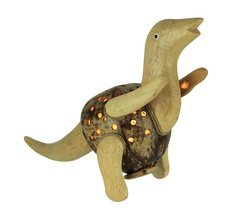 Zeckos Dinosaurus Rex Wood and Coconut Shell Dinosaur Accent Lamp - £23.56 GBP