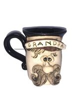 Vintage Signed Pottery Stoneware Glazed Mug 3D Grandpa Mustache Coffee C... - $27.00