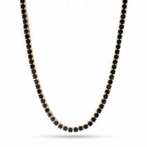 26 Ct Round Black Spinel Lab-Created Tennis Necklace 18&quot; 14K Yellow Gold Plated - £306.04 GBP