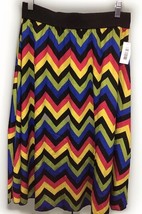 NWT LuLaRoe Medium Black Blue Green Red Gold Zig Zag Stripes Lined LOLA ... - $12.86