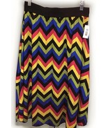 NWT LuLaRoe Medium Black Blue Green Red Gold Zig Zag Stripes Lined LOLA ... - $12.86