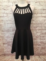 TRIXXI Black Sleeveless Fit &amp; Flare Dress Cage Neckline Juniors Size 7 NEW - $12.54