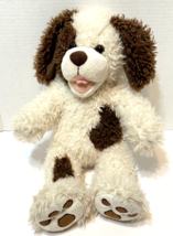 Build A Bear  17” Dog Puppy Brown White Spotted Heart Shaggy Stuffed Plush - $17.55