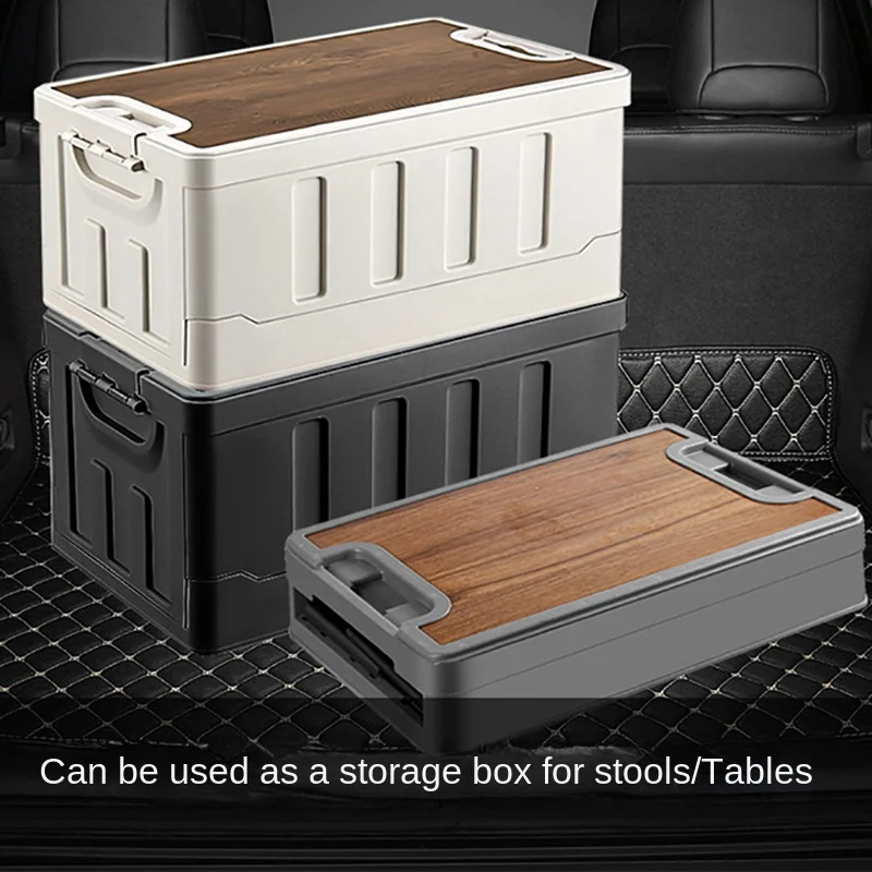 Wooden Cover Storage Box Foldable Car Trunk Storage Box Car Dual-use Sto... - £74.31 GBP+
