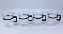 Bodum Bistro Short Hot Iced Clear Glass Coffee Tea Mug Cup Set of 4 Black Handle - £52.54 GBP