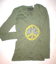 New Womens Threads 4 Thought Organic Cotton Long Top Tee Peace Army Green Small - £17.44 GBP