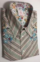 $120.0 New Touchbase Men&#39;s Dress Shirt Long Sleeves Cotton Green-Flower ... - $23.75